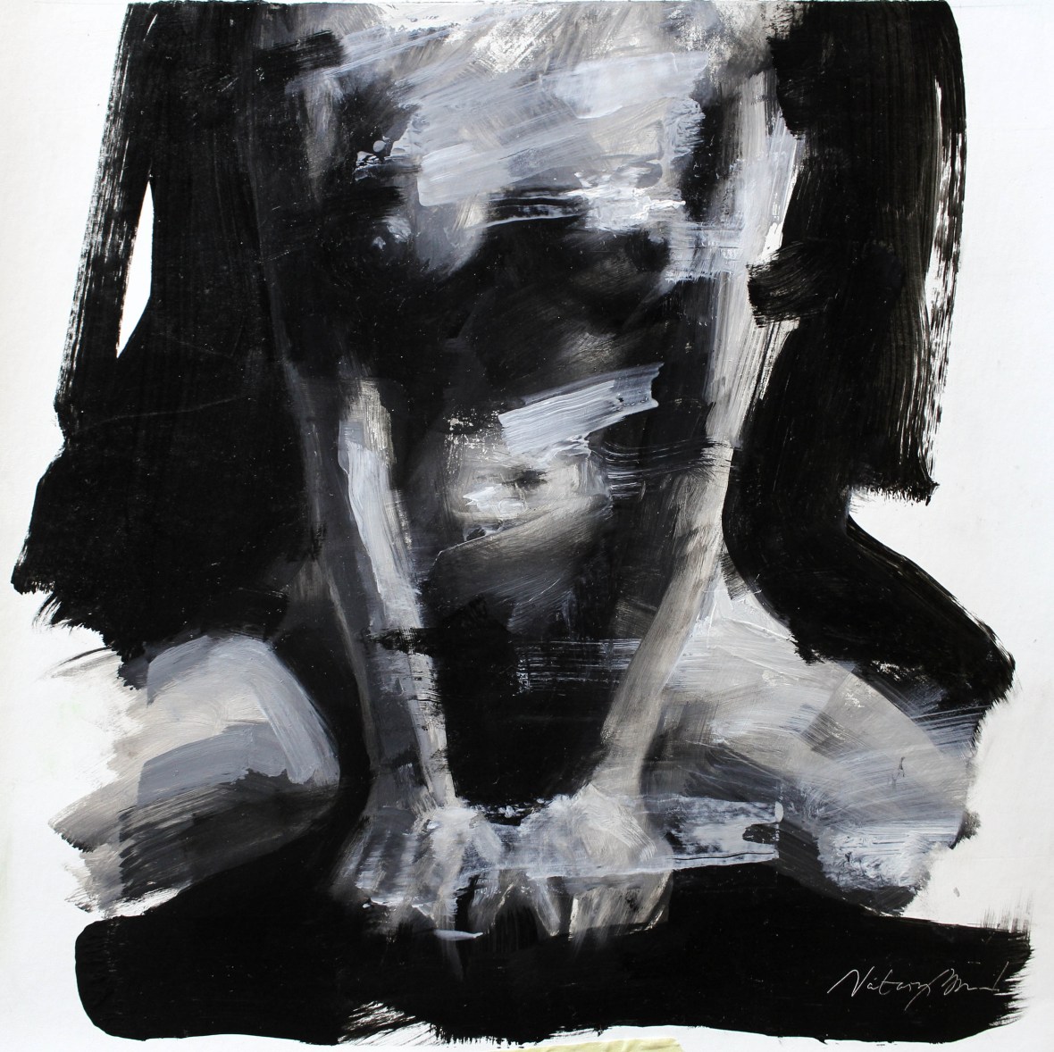 Nude no.7 /SOLD, oil on paper, 22x22 cm