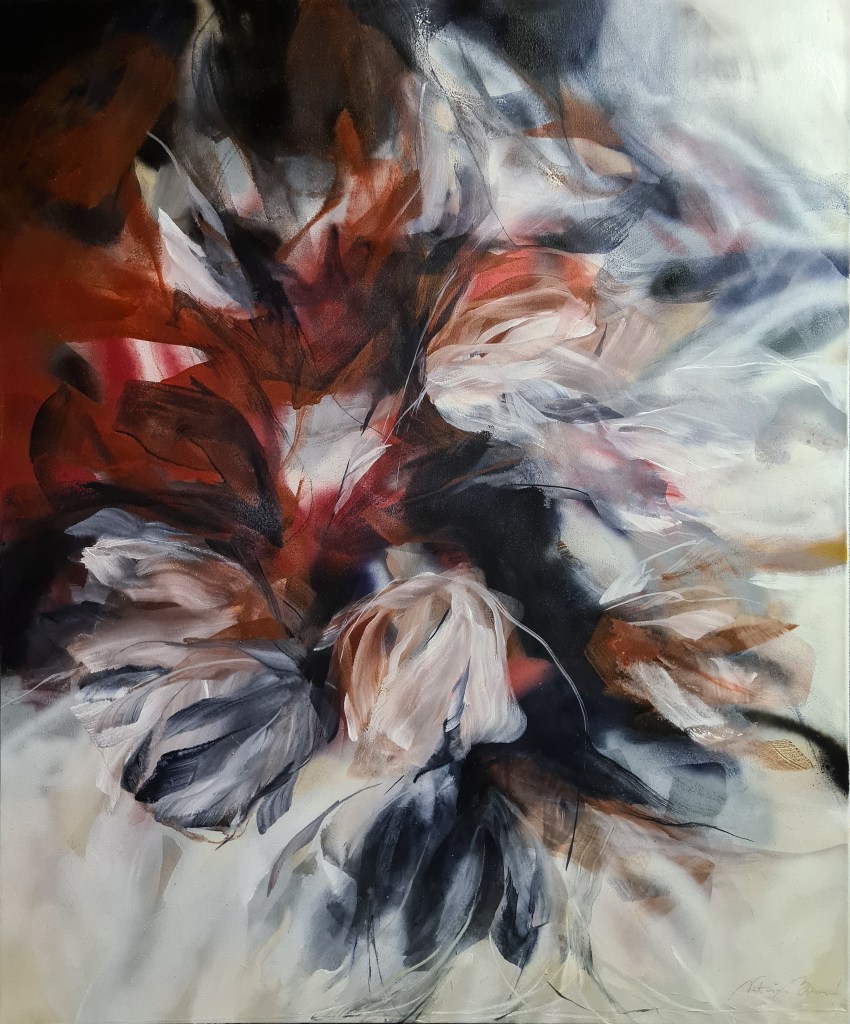 Magic Flowers, acrylic and spray paint on canvas, 120x100x4 cm